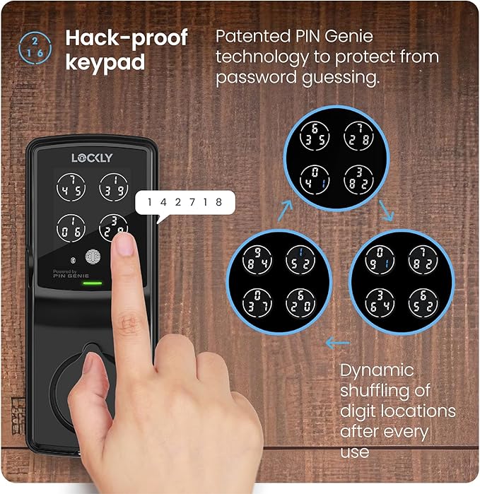 Lockly Secure Pro Wi-Fi Smart Door Lock, Keyless Entry with PIN Genie® Digital Keypad, 3D Biometric Fingerprint Sensor Front Door Lock Deadbolt, Voice Control & Auto Lock - Left Fingerprint Edition
