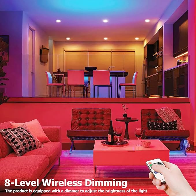 Neon Rope Lights, 16.4ft Rope Lights with Dimmable Remote and Adapter, Waterproof Flexible Smart Led Strip Lights for Bedroom, Super Bright, DIY Neon Sign, Indoors Outdoors Wall Decor, Red