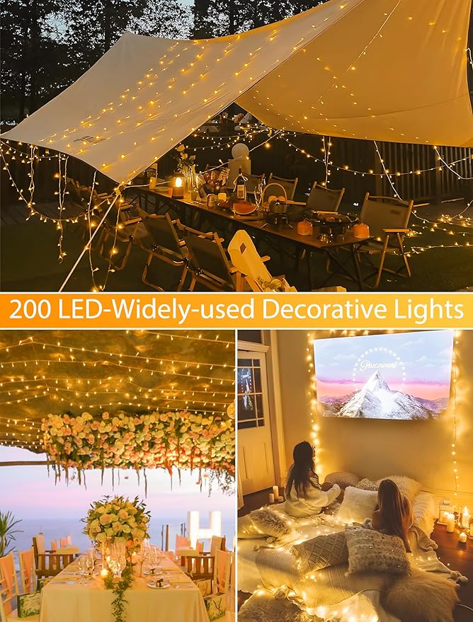 String Lights Indoor Bedroom, 98FT 200 LED Fairy String Lights Outdoor Waterproof, 8 Modes Memory Twinkle Christmas Light Plug in for Classroom Dorm Patio Tree Garden Decor (Warm White)