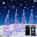 4 Pack Smart Spiral Pathway Lights Outdoor, DIY RGB Color Changing, 80+ Lighting Modes, Remote & App Control, Timer, IP67 Waterproof Landscape Path Lights for Holiday Yard, Garden & Patio Decor Lights