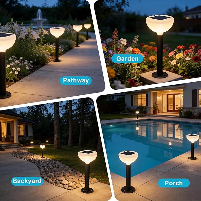 Lightdot Solar Powered Garden Lights Dusk to Dawn Solar Pathway Lights Outdoor, Auto On/Off, IP65 Waterproof Decor Landscape Lighting for Yard/Lawn/Walkway/Driveway