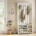 VASAGLE Hall Tree with Bench and Shoe Storage, Coat Rack with Shoe Bench, 7 Double Hooks for Jackets, Hats, Entryway, Bedroom, Living Room, 13.8 x 31.9 x 70.9 Inches, Rustic White UHSR414W01