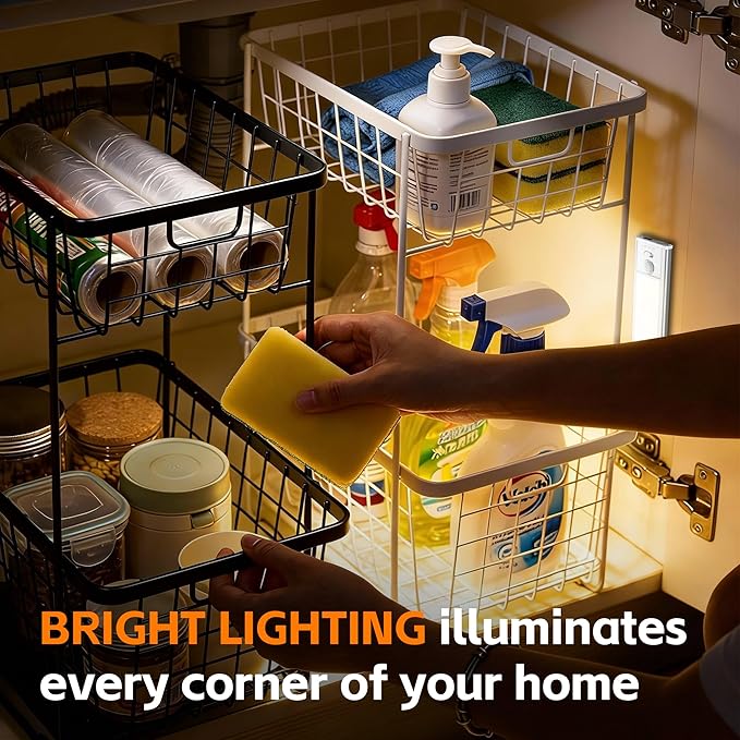 11.82inch Under Cabinet Lighting,2000mAh with Motion Sensor,54LED 3Color Temperature,Closet Lights Motion Sensored, USB-C Charging,Durable And easy-to-install Magnetic Cabinet Light,staircases,-4Pack