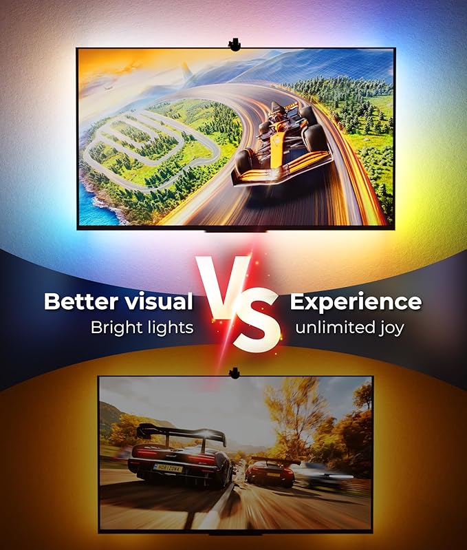 LED TV Backlight 11.5ft - TV Lights that Change with Screen for 55-65'' RGB LED Strip Lights Cuttable with Smart App Control Game & Music Sync Color Changing Light for Holiday Decor