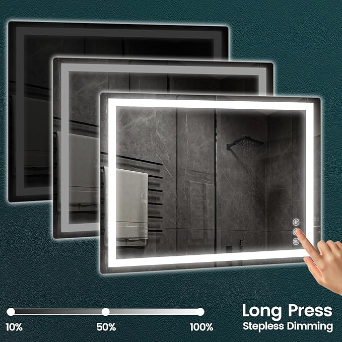 32"x 40" Bathroom Mirror for Over Sink, Anti-Fog LED Bathroom Mirror with Lights, Memory 3 Colors Modes & Dimmable Bathroom Vanity Mirror