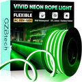 GZBtech Flexible LED Neon Rope Lights 16.4FT, 110-120V Waterproof Strip Light,120 LEDs/M Cuttable Connectable Neon Lighting for Indoor Outdoor Home Decor/Commercial Building Use-Green 5M, ETL Listed