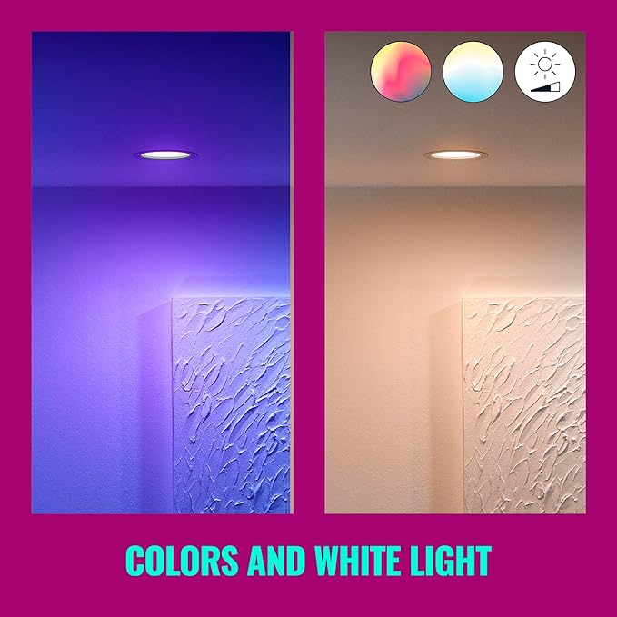 WiZ Connected Color 6-Inch Smart Downlight - Pack of 4-2700K-6500K - 1150 Lumen - Indoor - Wi-Fi - Control with Voice/App + Motion - Matter Compatible