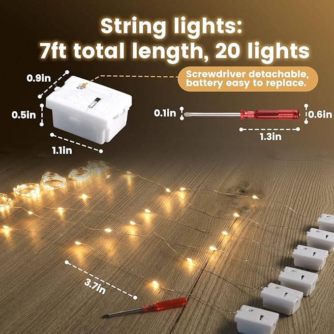 DomeStar 15 Pack Fairy Lights Battery Operated, 7Ft 20 LED Waterproof String Lights Wire Firefly Starry Moon Light for DIY Mason Jars Party Centerpiece Table Valentine's Day Decorations Tree Ornament