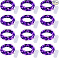 Halloween Purple Fairy String Lights: 12 Pack 7 Ft 20 LED Battery Operated Firefly Lights on Black Wire Starry Moon Lights for DIY Party Bedroom Patio