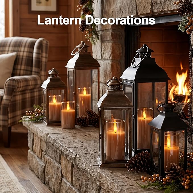 5plots Flameless Battery Operated Candles Set of 2, Gold LED Candles with Remote Timer, Real Wax Glass Pillar Candles Warm Flickering Light for Indoor Home, Halloween, Christmas Decor D3 x H6 6"