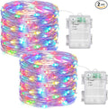 Fairy String Lights with Timer 33Ft 2pc 100 LED Battery Operated Fairy Lights Outdoor Waterproof for Wedding Home Parties Christmas Holiday Decoration