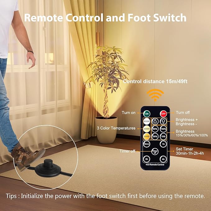 Brightown 2 Pack Uplights Indoor Floor Can Lights - 6000K LED Up Lights with Remote and Timer, 3 Color Temperatures and Dimmable Uplighting Spotlights for Dark Corner Sofa House Plant Picture