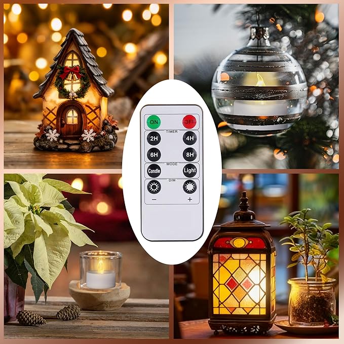 TSLVIC LED Tea Light Remote Control Candle,Flickering Flameless LED Candle,Long Lasting,Battery Operated with Timer for Home Decoration Seasonal &Festival Celebration WarmYellow (24pcs)