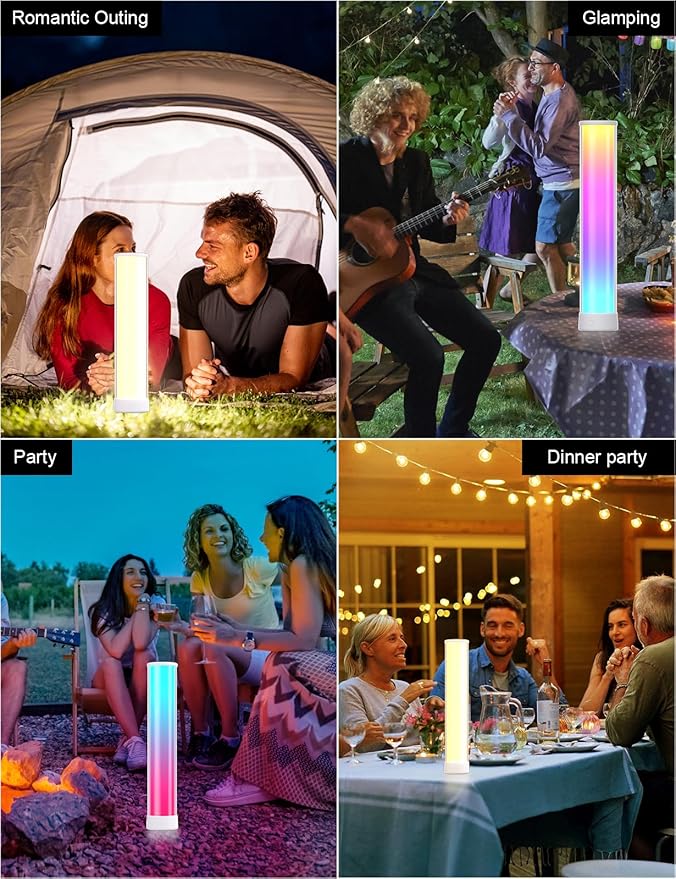 Rechargeable Table Lamp, RGB IC LED Light Bar, 1500 Lumens, APP & Remote Control Bedside Table Lamp with Music Sync, Color Changing Ambient Lighting for Bedside Table Desk Monitor Gaming White