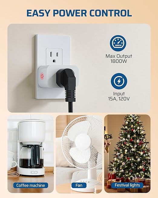 DEWENWILS Matter Smart Plug, Work with Apple Home, Alexa, Google, SmartThings, Smart Outlet with Schedule and Timer, FFS Easy Setup, 100% Privacy 15A/1800W, APP Voice Control, 2.4G Wi-Fi Only, 2 Pack