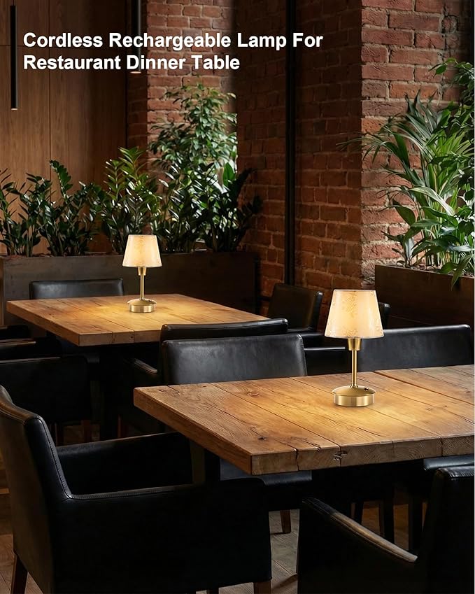 UMEXUS 2 Pack Small Cordless Table Lamp for Restaurant Dinner Table, 5200mAh Battery Operated Touch Lamps, Rechargeable Dimmable Portable Night Light for Bedside Dining Room Patio Kitchen Outdoor