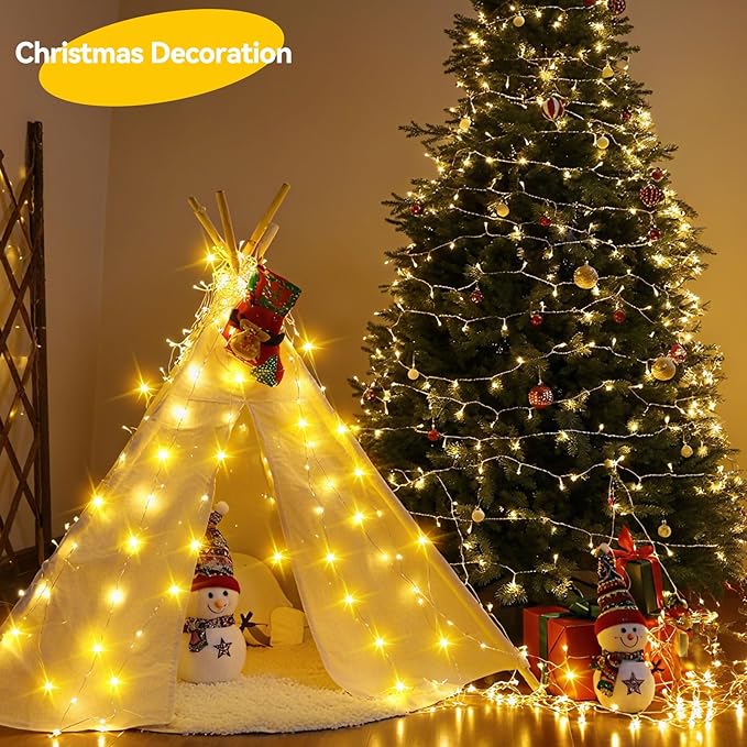 LitHome 4 Pack Warm White Fairy Lights Battery Operated, 20 FT 60 LED Twinkle Lights Battery Operated 2 Modes, Waterproof Led Fairy String Light for Indoor Outdoor Christmas Wedding Bedroom Decor