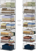 Yociyoga 7-Tier Stackable Closet Organizers and Storage Shelves, Foldable Closet Shelf Organizer System, Stackable Storage Bins Drawers for Closet Organizer System, Black(Patent Pending)