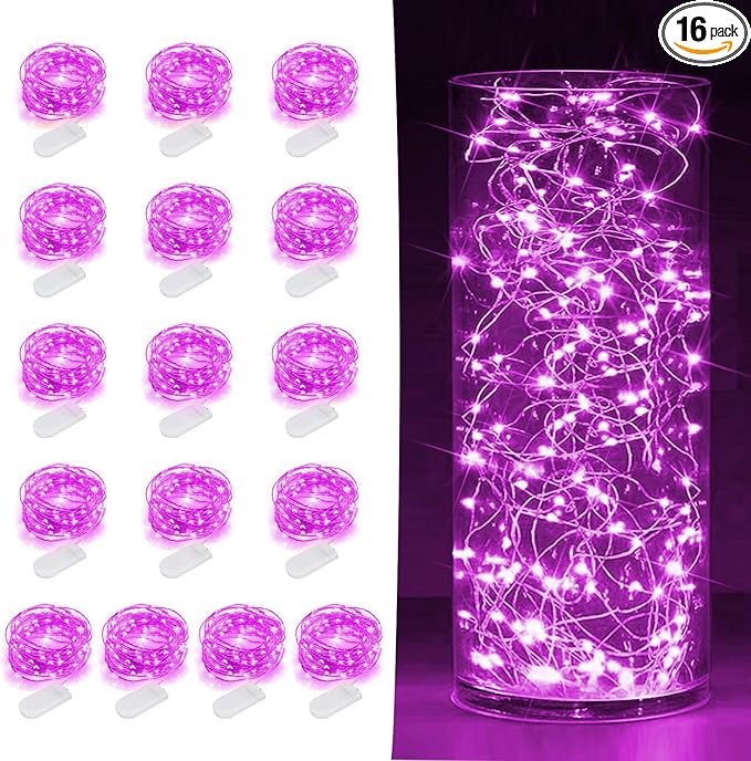SOCO 16 Pack LED Fairy Lights Battery Operated - 10FT 30LED Copper Wire Mason Jar String Lights, IP65 Waterproof, Bendable for Indoor/Outdoor, Christmas, Wedding, Party, Camping Decor