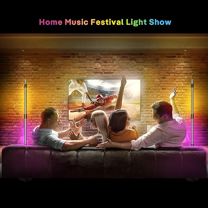 RGB+IC Floor Lamp, Smart LED Corner Lamp with Music Sync and 16 Million DIY Colors, App & Remote Control, 360° Rotating Standing Floor Lamp with Spotlight for Bedroom Living Room