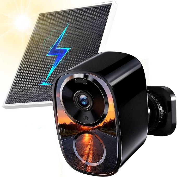 2026 Upgraded 2K Wireless Outdoor Security Cameras with Solar Panels, Free Cloud Storage, AI Motion Detection, Spotlight & Siren Alarm, 2-Way Talk, IP66 Waterproof