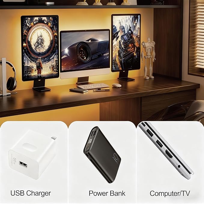 5V USB LED Strip Lights, 2Pack COB Light Strip Warm, TV Lights 3.28FT Short LED Strip Light, Flexible Bright 5V Led Strip for Under Cabinet, Kitchen, TV Backlight, Shelves, Displays