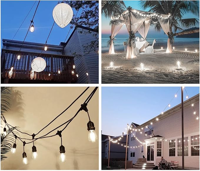 Jslinter S14 5000K Daylight Outdoor String Lights Bulbs Replacement, Shatterproof & Waterproof, 1 Watt LED 11W Equivalent, E26 Base Non-dimmable, Edison Vintage Style for Patio Garden, 24-Pack