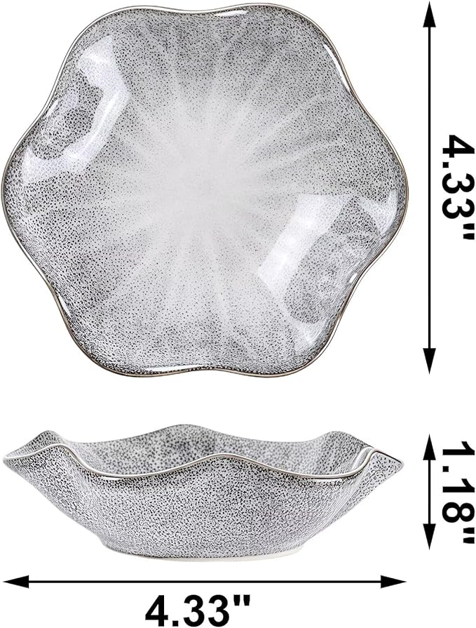 2Pcs Ceramic Jewelry Dish - Lotus Leaf Shape, for Ring Holder Necklace Small Key, Suitable for Mother Friend Sister, Gifts for Women, Cute Plate Trinket Tray, Home Decor (Grey - 2Pcs)