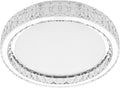 Krychiler 9.8" Small Crystal Flush Mount Ceiling Lights, Dimmable LED Modern Close to Ceiling Lighting Fixture, Chrome Hallway Round Chandelier for Bedroom Kitchen Bathroom Closet Foyer Dining Room