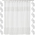 Zahari Home Monaco Bathroom Shower Curtain Set - 13pc Classic Luxury Contemporary Design with 12 Hooks
