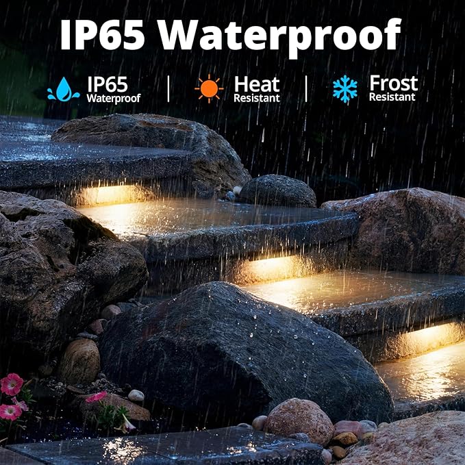 GKOLED 20 Pack 6.8 Inches LED Hardscape Lights, Low Voltage Retaining Wall Light Waterproof, 12V AC/DC Landscape Lighting, 1.5W 2700K, Classic Step Lights Outdoor, Die-cast Aluminum Housing