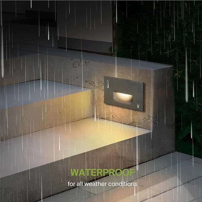 ASD LED Recessed Step Light Fixture, Outdoor & Indoor Stair Tread Lighting | RGBW, Smart, Waterproof, ETL Listed | 3W 60LM RGB-2700K-6500K 120V | Staircase Hardwired Illumination | Black, 6 Pack