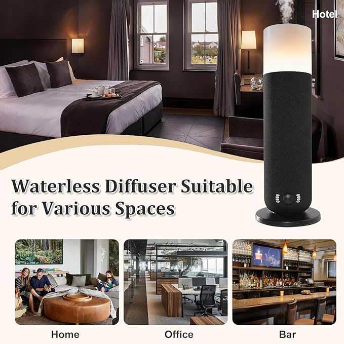 Smart Waterless Essential Oil Diffuser,Scent Diffuser for Home,Hotel Collection Diffuser APP Control,Ambient Lighting,Covers Up to 2000 Sq.Ft Aromatherapy Diffuser for Bedroom Spa Yoga Office Black