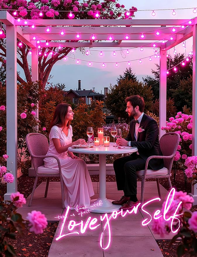 Minetom Globe String Lights, 33 Feet 100 Led Fairy Lights Plug in, 8 Modes with Remote Mini Globe Lights for Indoor Outdoor Bedroom Party Wedding Garden Christmas Tree Decor, Pink