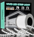 GZBtech AC 110-120V LED Strip Lighting 132FT/40M, 6000K Cool White IP65 Waterproof Outdoor Strip Lights, 60LEDs/M SMD2835 Cuttable & Connectable LED Rope Light for Indoor Outside Exterior, ETL Listed