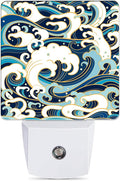 Vintage Sea Waves Dusk to Dawn Night Light, Auto Sensor Lamp Home Indoor Stairway Kitchen Corridor, Night Lights Plug into Wall Decor, Boys Girls Women Men Room Gifts