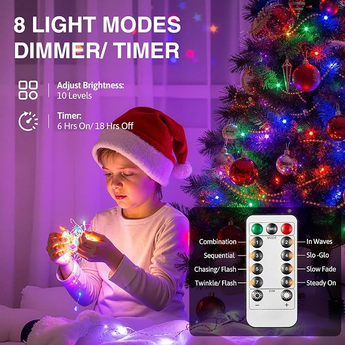 Color Changing Fairy String Lights, 4 Pack LED Outdoor String Lights, Mini Battery Powered Copper Wire Starry Fairy Lights for Bedroom, Christmas, Parties, Wedding, Centerpiece, Decoration