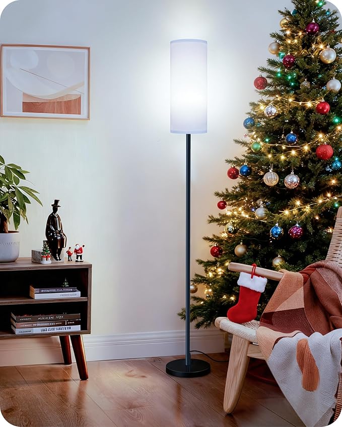 Dimmable Floor Lamp for Living Room with Remote and Foot Switch, Corner Floor Lamp, Modern Standing Tall Lamp, 10W 900LM LED Bulb Included, 3000K-6500K, Linen Shade, Weighted, FCC Listed CW06LD05W1