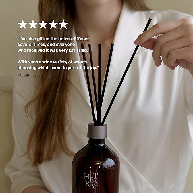 hetras Premium Reed Diffuser Set 16.9 fl.oz. 2 Pack | Pure Laundry - Cotton & Musk Scent | Long-Lasting Luxury Fragrance with 10 Reed Sticks for Home & Office | Gifts for Loved One