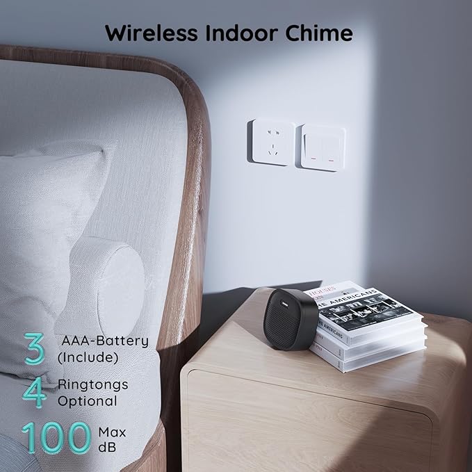 BOIFUN Video Doorbell Camera Wireless – No Subscription Required, 2K HD, 166° Wide View, HDR Night Vision, Motion Alerts, Two‑Way Audio & Battery Video Doorbell with Chime, 2.4 GHz Wi‑Fi Only