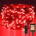 RUICHEN Plug in Fairy String Lights with Switch, Waterproof 66 Ft 200 LED Copper Wire Firefly Lights for Christmas, Parties, Wedding, Ceiling, Craft, Vases, Red