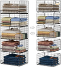 Yociyoga 5-Tier Stackable Closet Organizers and Storage Shelves, Closet Shelf Organizer Basket Bins, Foldable Sweater Storage for Closet Organizer System, Black（Patent Pending）