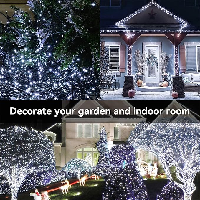 ITICdecor 33ft 100 LED Christmas String Lights, Waterproof Fairy Starry String Lights Battery Operated, 8 Modes Decorative Lights for Indoor Outdoor Xmas Tree Party Garden (White)