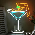 Dachshund Neon Sign for Wall Decor, Dog Martini Bar Neon Light, USB Powered Dachshund Martini LED Light up Sign for Bedroom, Bar,Man Cave,Home, Party