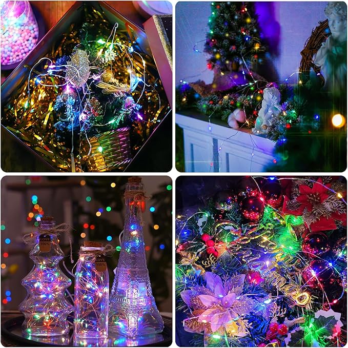 JMEXSUSS 200 LED Multicolor Fairy Lights Plug in, 66 ft Christmas Tree Light Outdoor Waterproof, 8 Modes Christmas Twinkle Lights for Bedroom Christmas Tree Decor