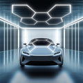 PARMIDA Hexagon LED Garage Lights, Ultra Bright 250W, 25000LM, ETL/FCC, Honeycomb Modern Ceiling Lighting System for Car Detailing Garage, Workshop, Gym, Shop, Basement (25 Pack, 5 Grids - 6000K)