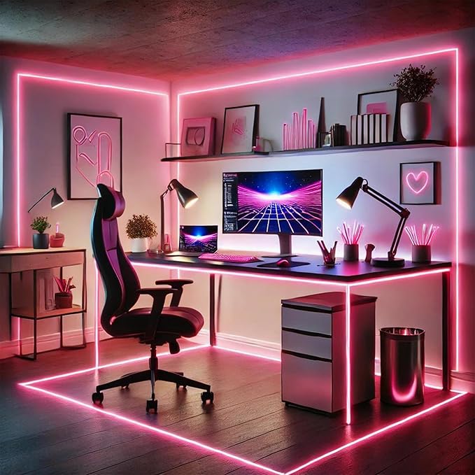 5V USB LED Strip Lights, 3.28FT COB Light Strip Pink, Short LED Strip Light, Flexible Bright 5V Led Strip for Under Cabinet, Kitchen, TV Backlight, Shelves, Displays and TV Lights