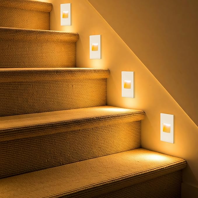 FTL 12-Pack Step Lights Indoor Outdoor Stair Lights LED Dimmable, 120V 3 Color Changing 3000K/4000K/5000K Deck Step Light 150LM 3.5W, White Vertical Waterproof Aluminum for Staircase