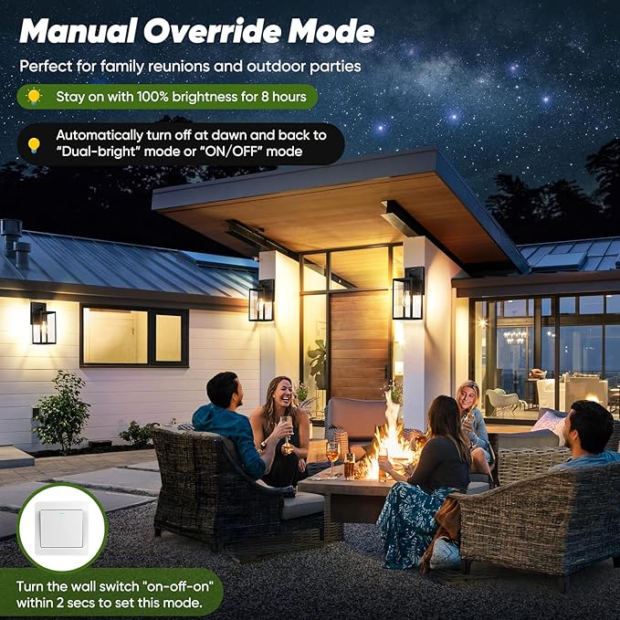 Upgraded Motion Sensor Outdoor Wall Light, 10.6” Small Dusk to Dawn Porch Light Wall Sconce Lantern, 3 Lighting Modes Exterior Lighting Fixture, Outside Light for House Front Door Garage, Black