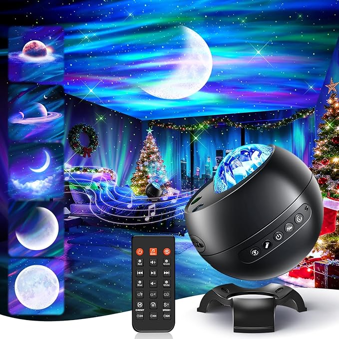 Northern Lights Projector Birthday Gifts for Him Galaxy Projector for Bedroom, 300+Colors Modes Aurora Light,15White Noise&Bluetooth Star Projector Galaxy Lights, Remote Ambient,Gifts for Boy